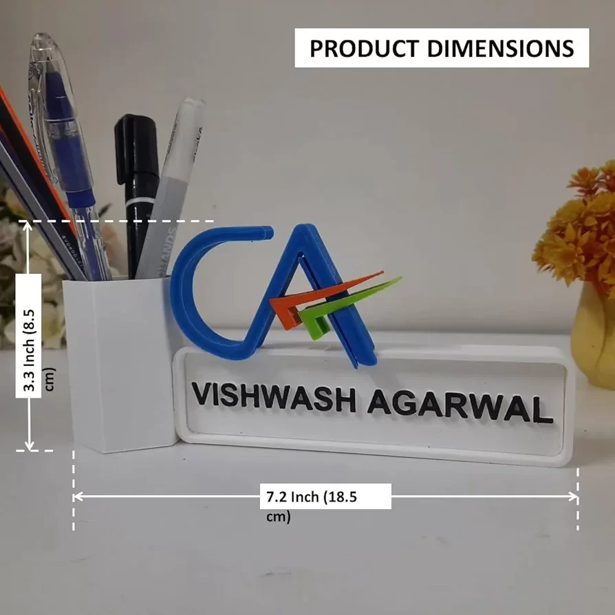 CA Name Plate, Pen Holder Stand for Desk, Personalised Name plate for CA image 3