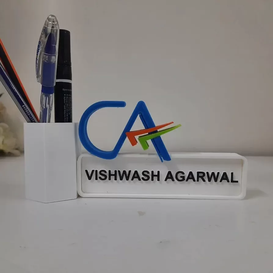CA Name Plate, Pen Holder Stand for Desk, Personalised Name plate for CA