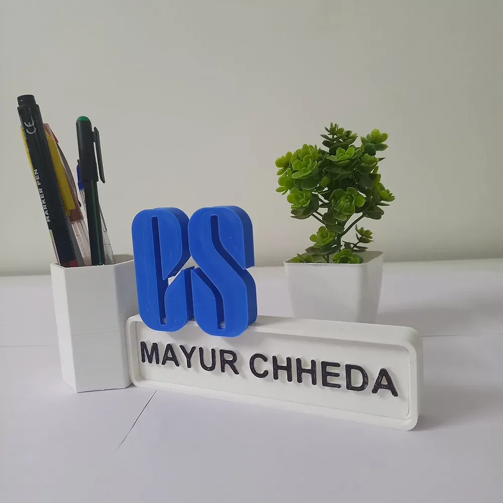 CS Name Plate for office Desk/Table stylish Personalized Pen Stand holder for Table Desk