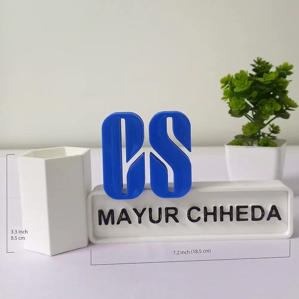 CS Name Plate for office Desk/Table stylish Personalized Pen Stand holder for Table Desk image 4
