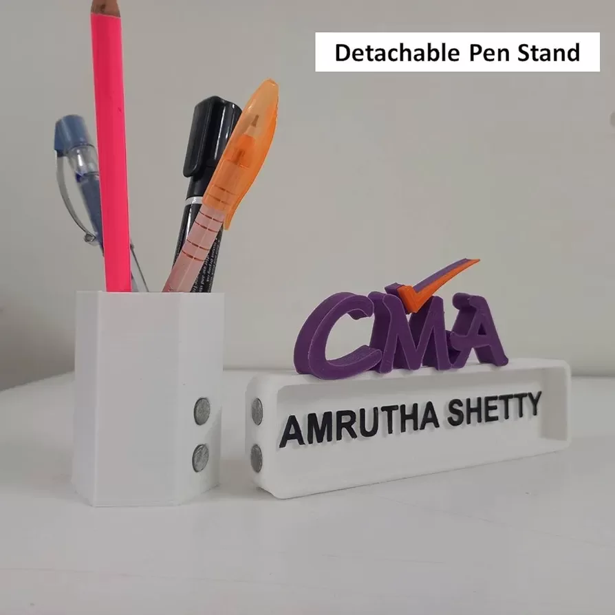 CMA Name Plate with Pen Stand for Desk, Personalised Name plate for Certified Management Accountant Set of 1 image 2