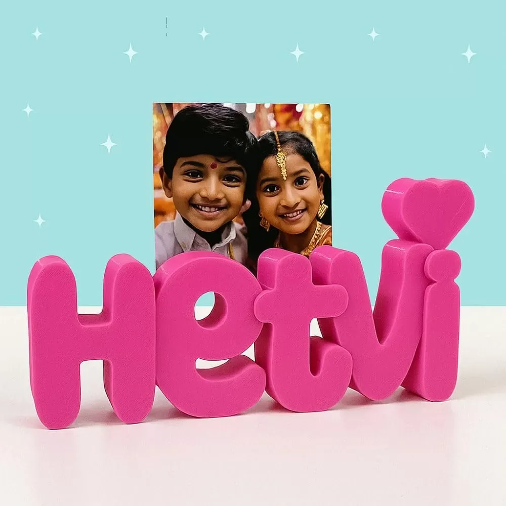 Personalised Name Gifts Upto 6 Alphabets, Custom Name Plate with Photo, Desk Table Decor, Birthday Gift for Boys & Girls, Couple