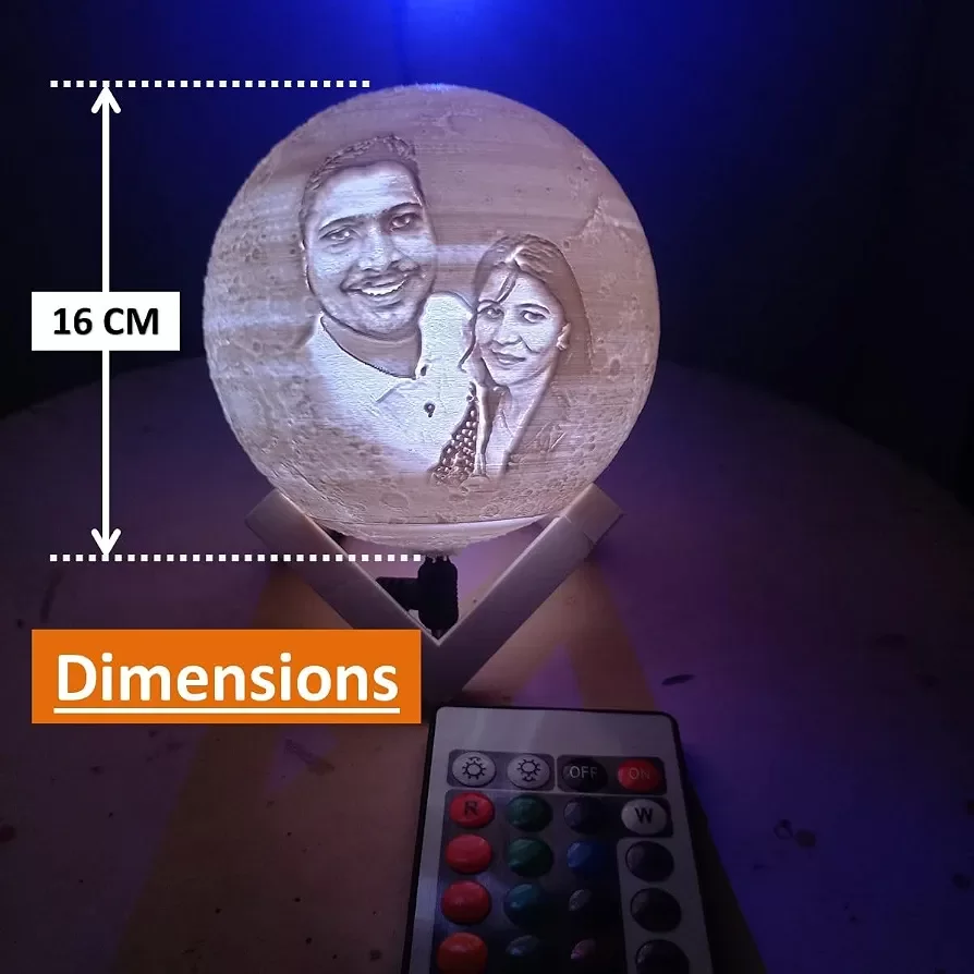 16 Color Personalised Moon Lamp | Perfect Couple Gift - Ideal for Anniversaries, Birthdays and for All Occasions image 3