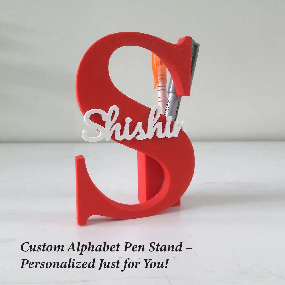 Alphabet Penstand with Name - Personalized Plastic Desk Organizer